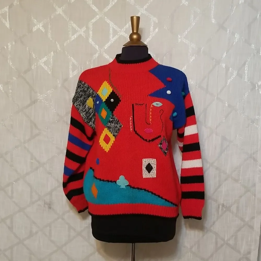 Vintage Adrian Spencer Sweater Womens Size Medium Festive Holiday Winter